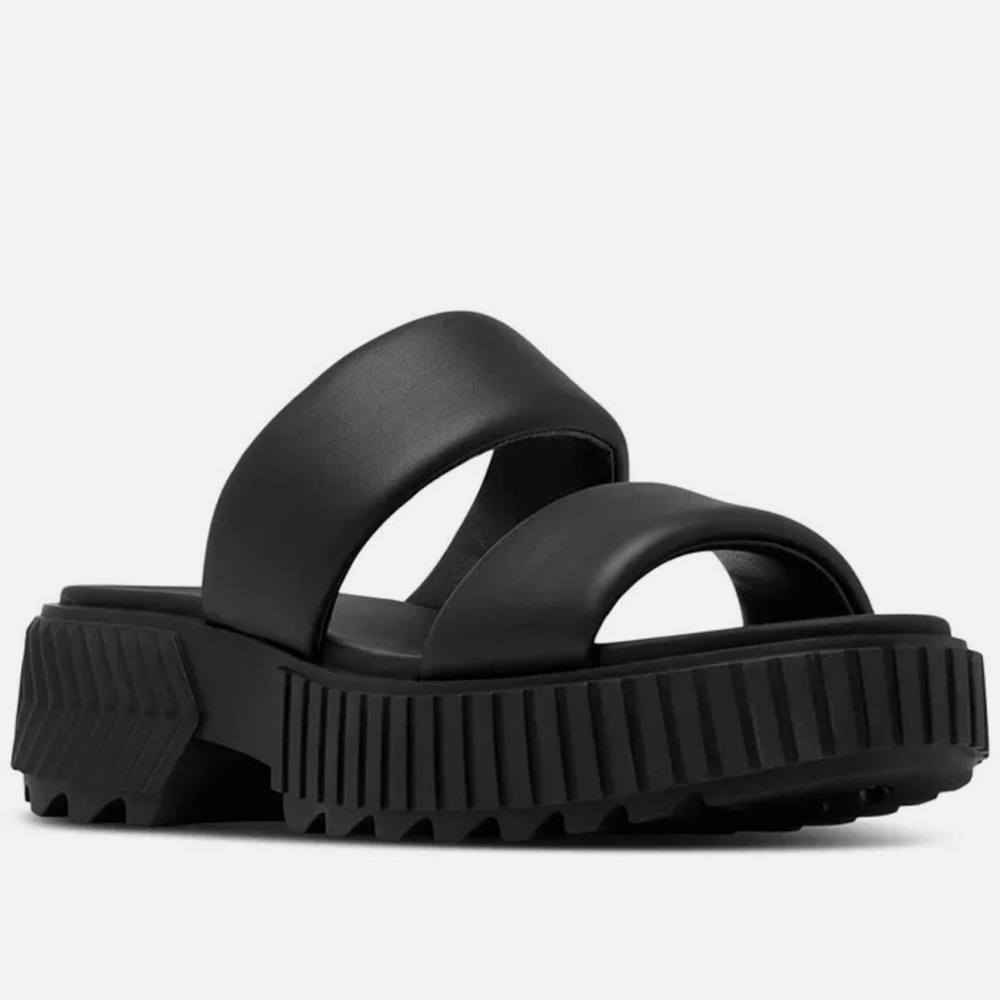 Chunky Black Slide Sandals with Dual Straps-Sorel size 8.5